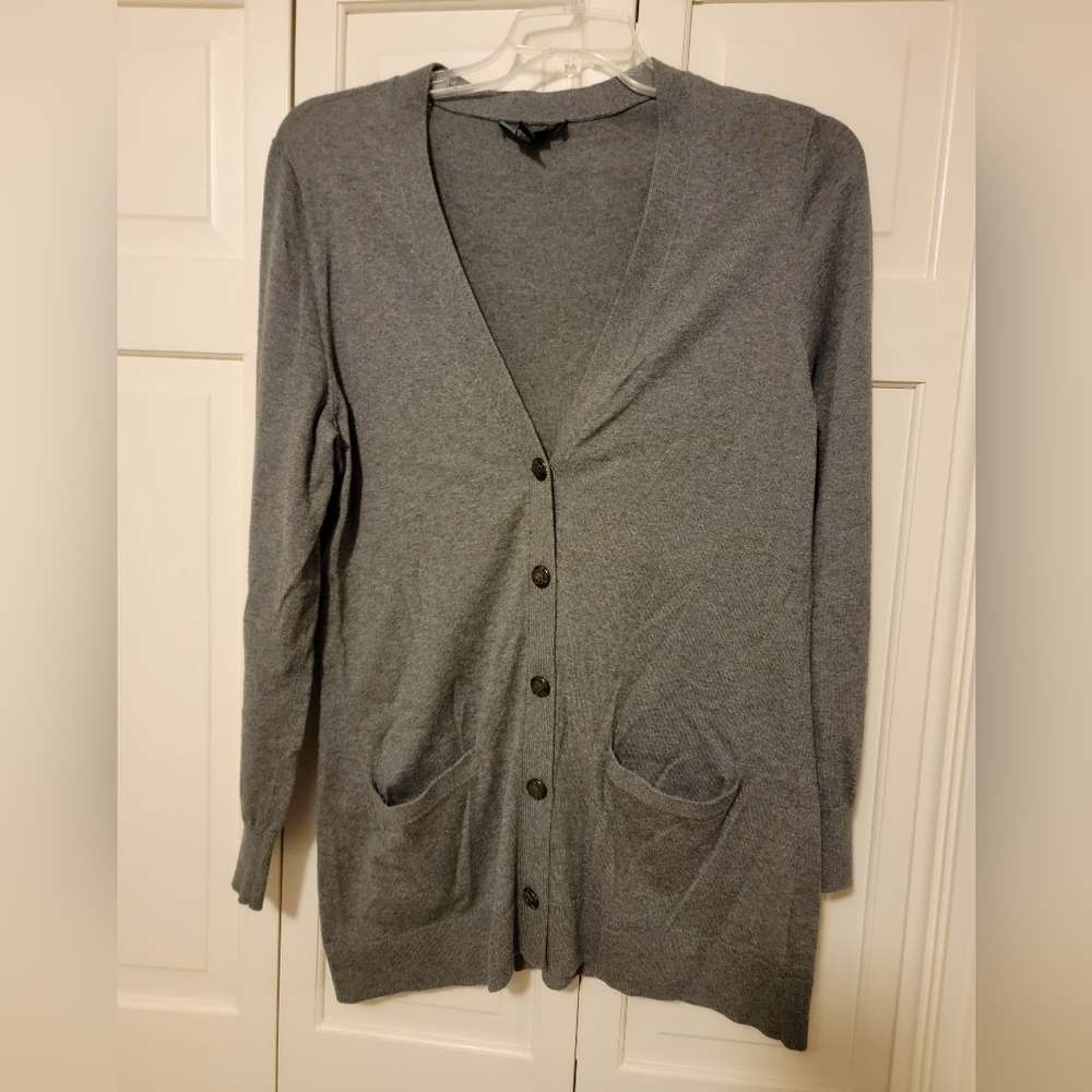 Lauren Ralph Lauren Gray Button-Up Women's Cardigan Size Large EUC